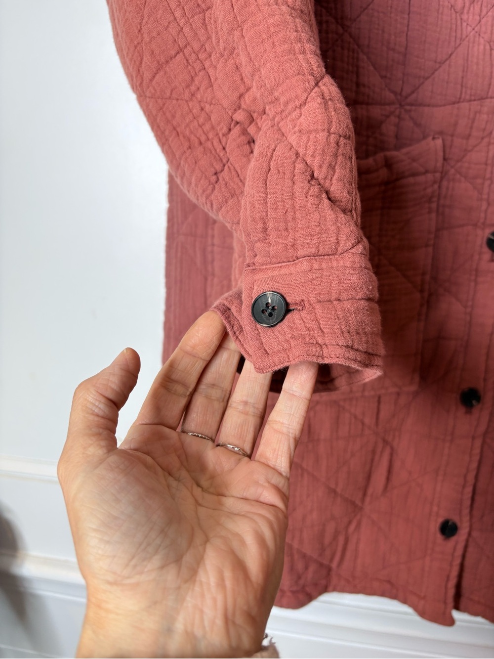 Avec Les Filles Quilted Long quilted farm girl jacket in Dusty Rose - Picture 3 of 16